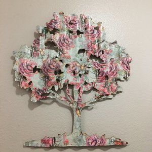 Decoupage Metal Tree - w/ Roses Showstopper - So Gorgeous on a Wall 20 Inches